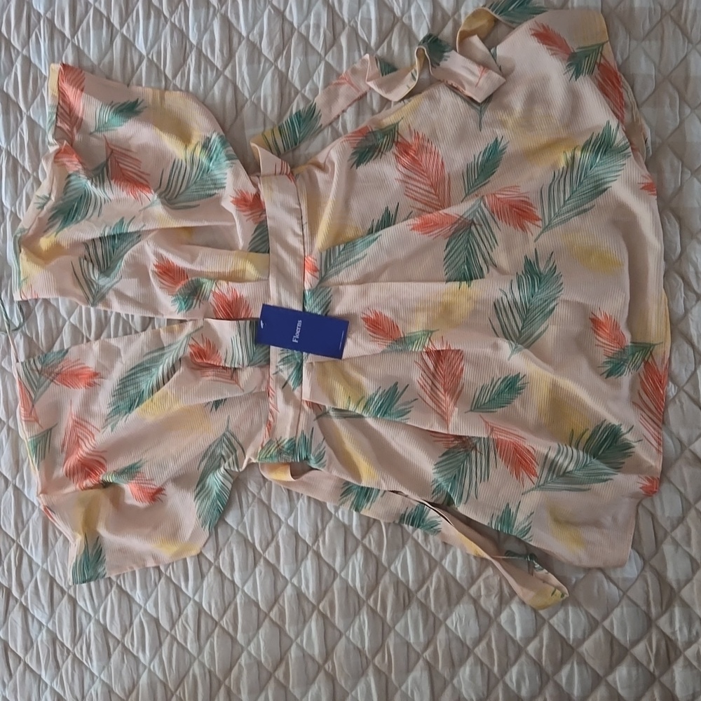 Women's Plunging neck open back Tropical Floral Summer dress size M
